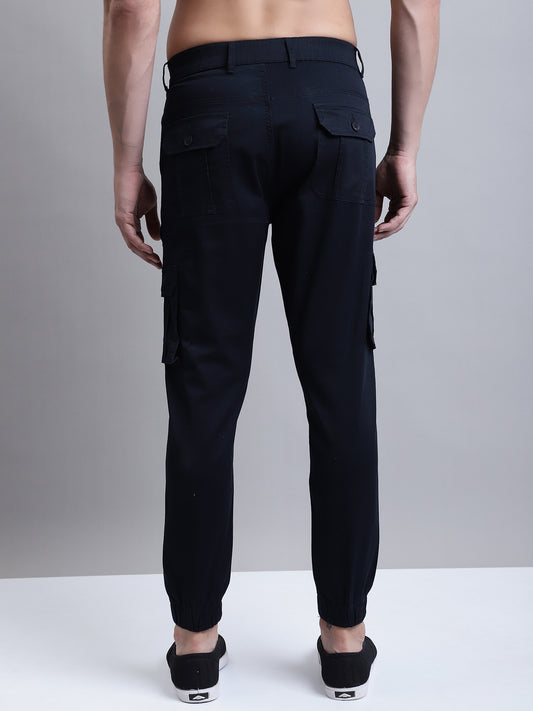 Cantabil Men Navy Blue Solid Casual Cargo (7155786711179)