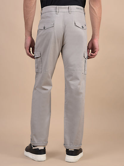 Men's Solid Ivory Regular Fit Casual Cargo