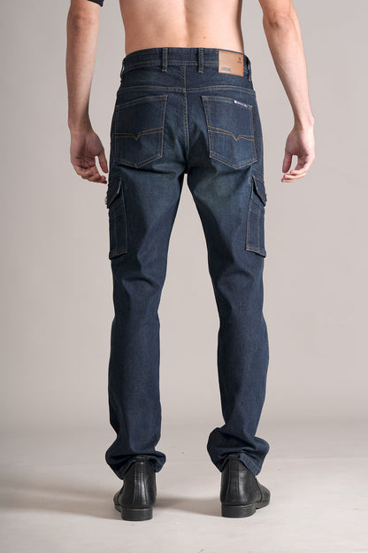 Men Dark Blue Solid Casual Cargo