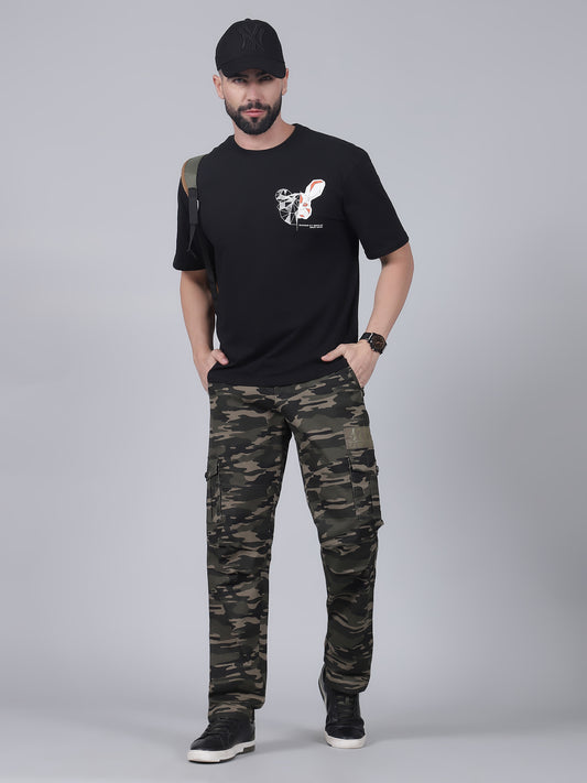 Men's Printed Green Regular Fit Casual Cargo