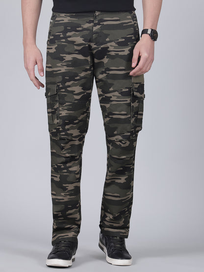Men's Printed Green Regular Fit Casual Cargo