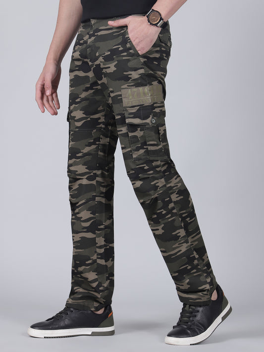 Men's Printed Green Regular Fit Casual Cargo