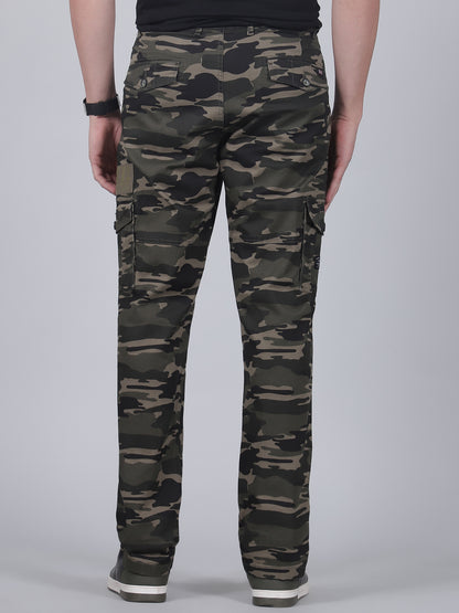 Men's Printed Green Regular Fit Casual Cargo