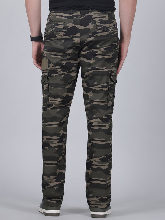 Men's Printed Green Regular Fit Casual Cargo