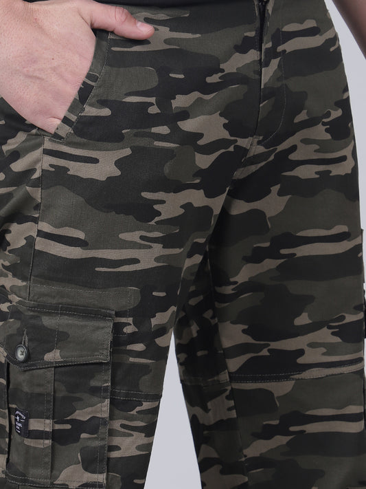 Men's Printed Green Regular Fit Casual Cargo