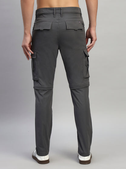 Men's Solid Charcoal Regular Fit Casual Cargo