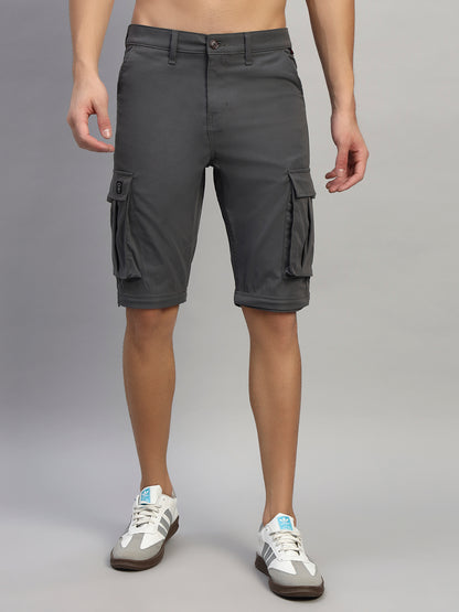 Men's Solid Charcoal Regular Fit Casual Cargo