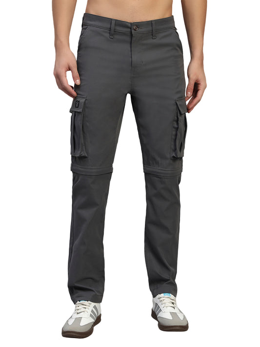 Men's Solid Charcoal Regular Fit Casual Cargo