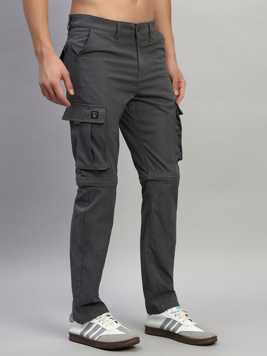 Men's Solid Charcoal Regular Fit Casual Cargo