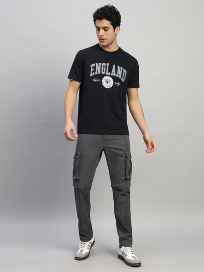 Men's Solid Charcoal Regular Fit Casual Cargo