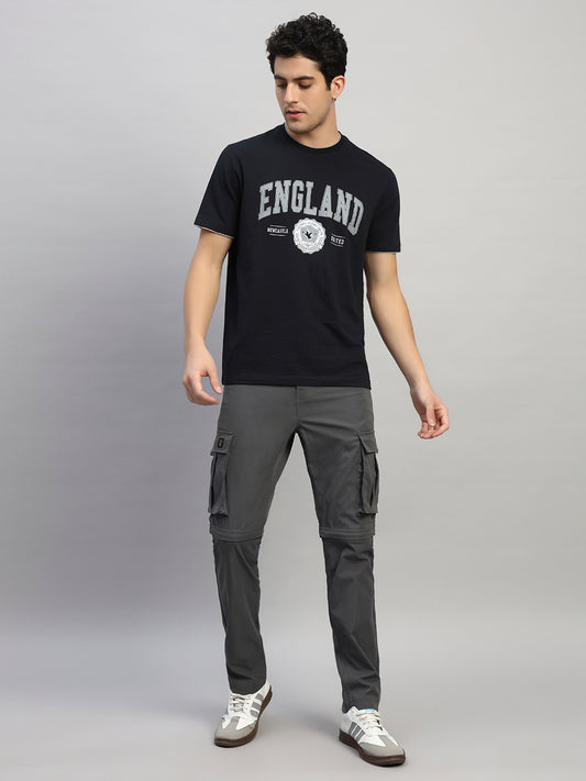 Men's Solid Charcoal Regular Fit Casual Cargo