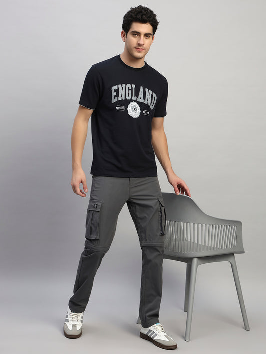 Men's Solid Charcoal Regular Fit Casual Cargo