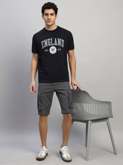 Men's Solid Charcoal Regular Fit Casual Cargo