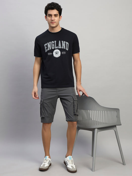 Men's Solid Charcoal Regular Fit Casual Cargo