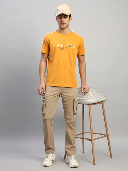 Men's Solid Khaki Regular Fit Casual Cargo