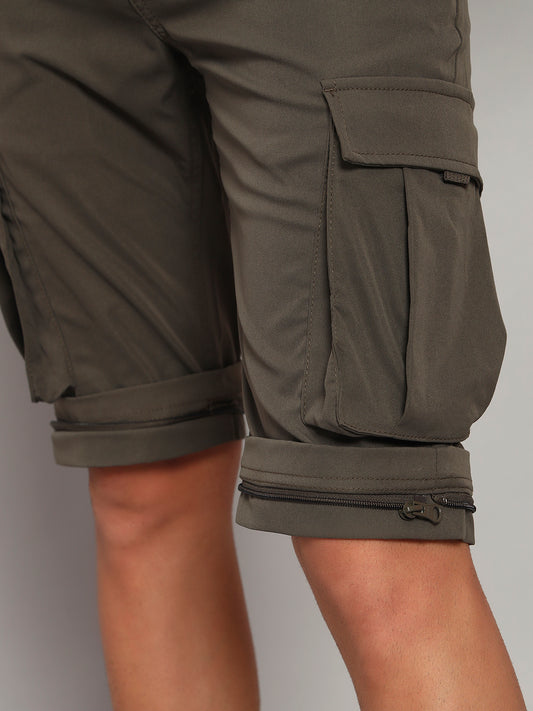 Men's Solid Olive Green Regular Fit Casual Cargo