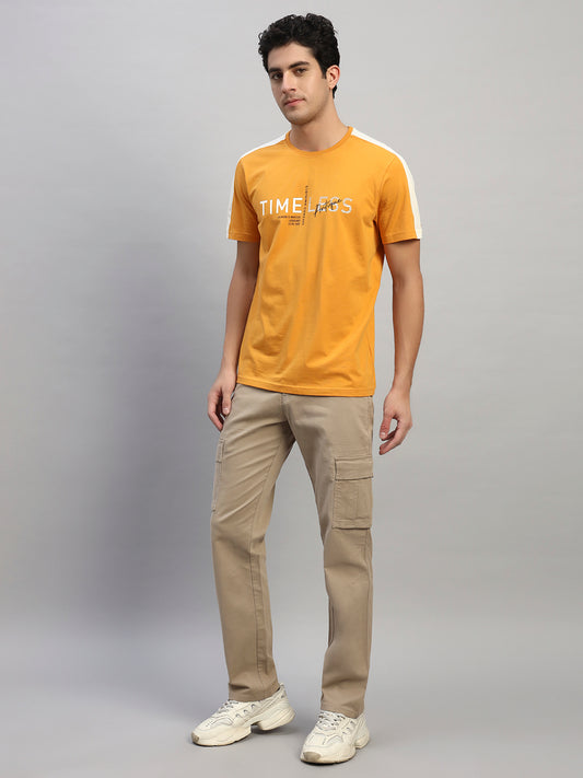 Men's Solid Fawn Regular Fit Casual Cargo