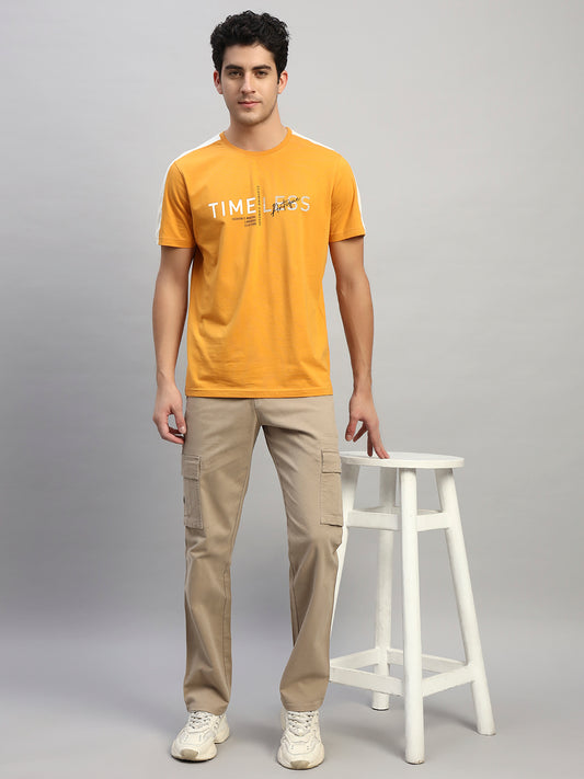 Men's Solid Fawn Regular Fit Casual Cargo