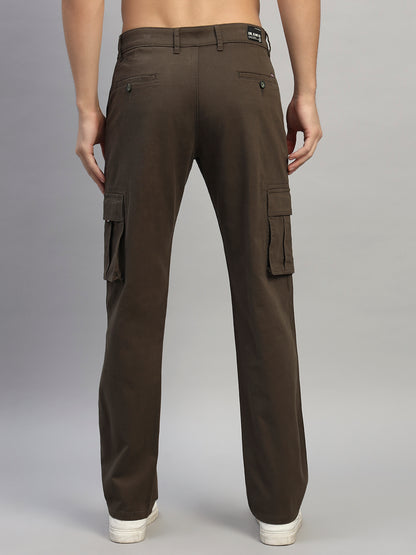 Men's Solid Olive Green Regular Fit Casual Cargo