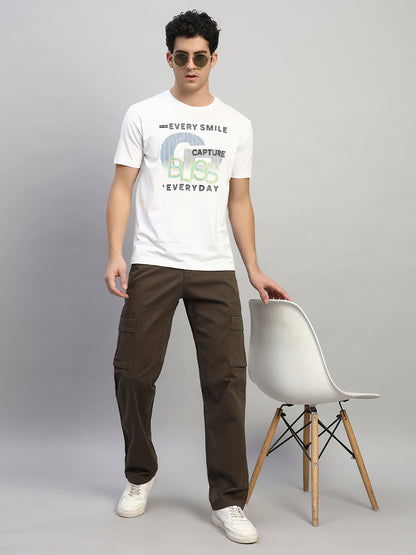 Men's Solid Olive Green Regular Fit Casual Cargo