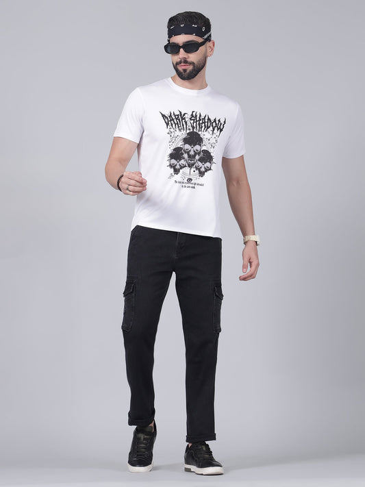 Men's Solid Black Regular Fit Casual Cargo