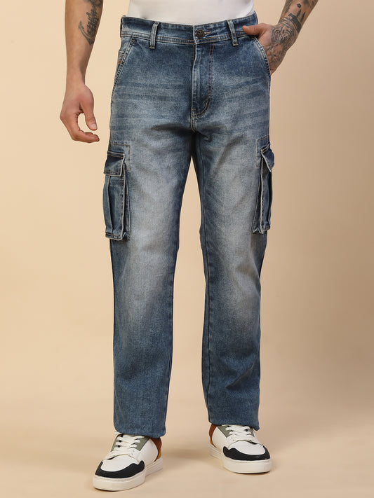 Men Lightweight Polycotton Cargo Pants - Straight Fit | Casual & Travel Wear | Polycotton