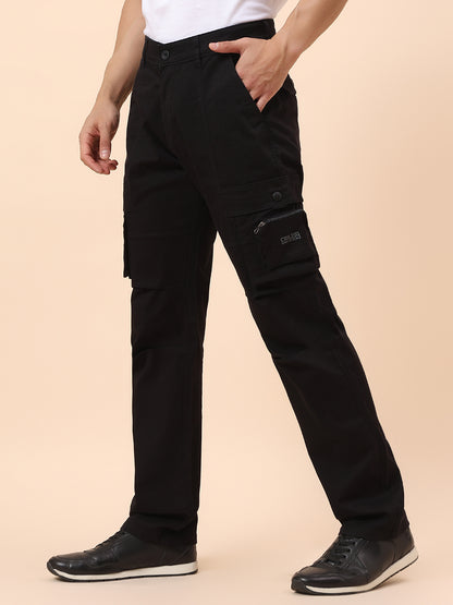 Cargo for Men | Breathable & Soft with Color Fastness Straight Fit Cotton Blend Fabric Solid Pattern Button Closure