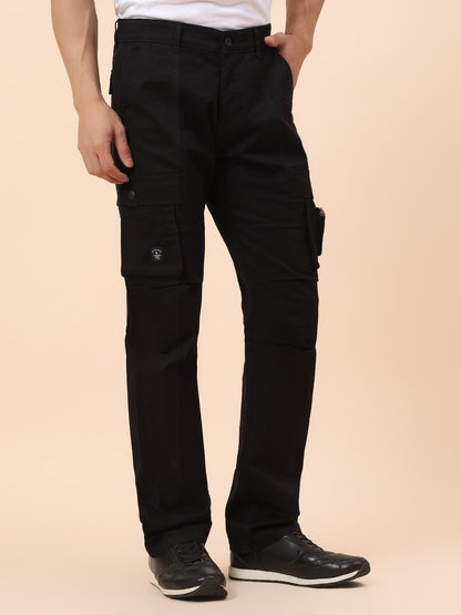 Cargo for Men | Breathable & Soft with Color Fastness Straight Fit Cotton Blend Fabric Solid Pattern Button Closure