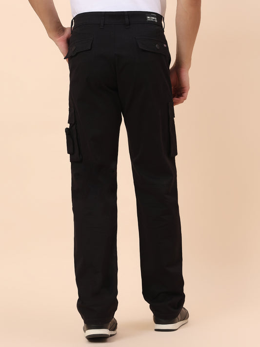 Cargo for Men | Breathable & Soft with Color Fastness Straight Fit Cotton Blend Fabric Solid Pattern Button Closure