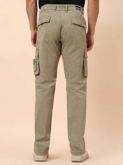 Cargo for Men | Breathable & Soft with Color Fastness Straight Fit Cotton Blend Fabric Solid Pattern Button Closure
