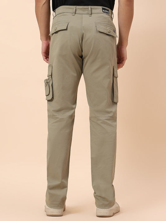 Cargo for Men | Breathable & Soft with Color Fastness Straight Fit Cotton Blend Fabric Solid Pattern Button Closure