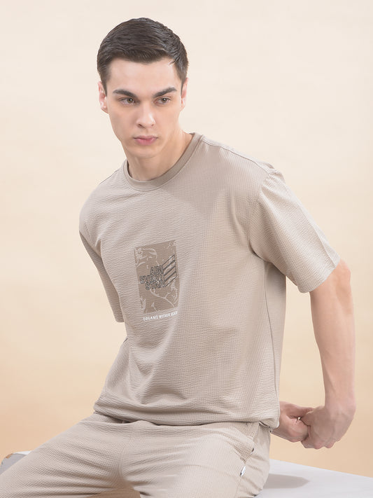 T-Shirt for Men | Breathable & Soft with Color Fastness Regular Fit Round Neck Poly Cotton Fabric Printed Pattern