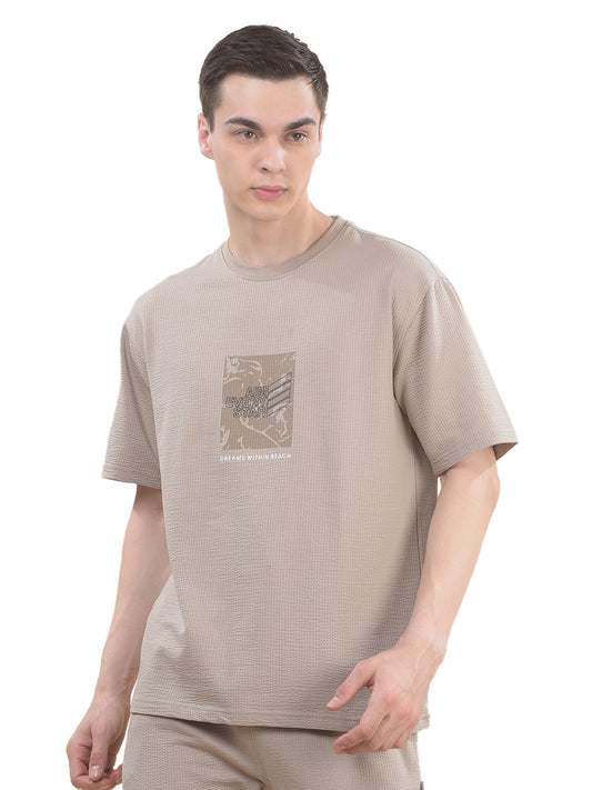 T-Shirt for Men | Breathable & Soft with Color Fastness Regular Fit Round Neck Poly Cotton Fabric Printed Pattern