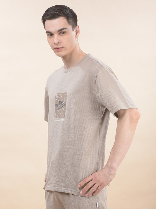 T-Shirt for Men | Breathable & Soft with Color Fastness Regular Fit Round Neck Poly Cotton Fabric Printed Pattern
