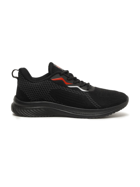 Men's Black Solid Lace-Up Running Shoes