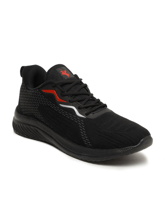 Men's Black Solid Lace-Up Running Shoes