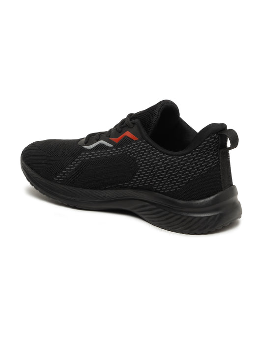 Men's Black Solid Lace-Up Running Shoes