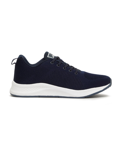 Men's Navy Blue Solid Lace-Up Running Shoes