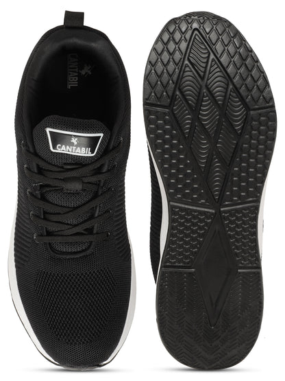 Men's Black Solid Lace-Up Running Shoes