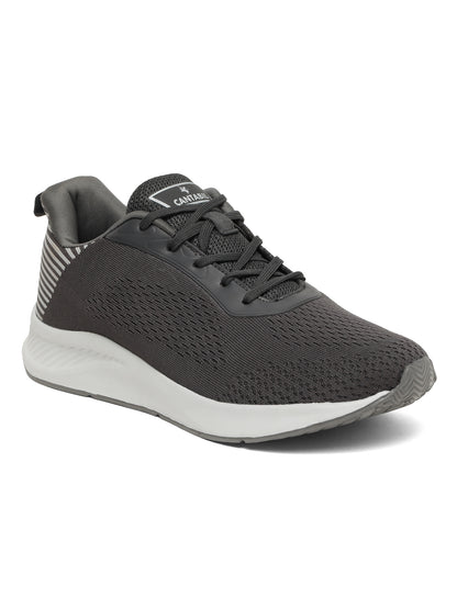 Men's Grey Solid Lace-Up Running Shoes