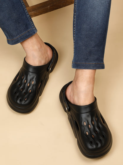 Men's Black Solid Casual Comfortable Clogs