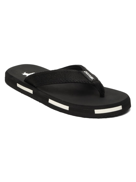 Men's Black Solid Casual Flip-Flops Slippers