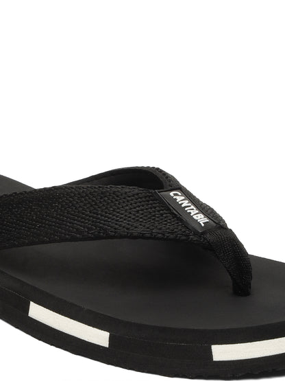 Men's Black Solid Casual Flip-Flops Slippers