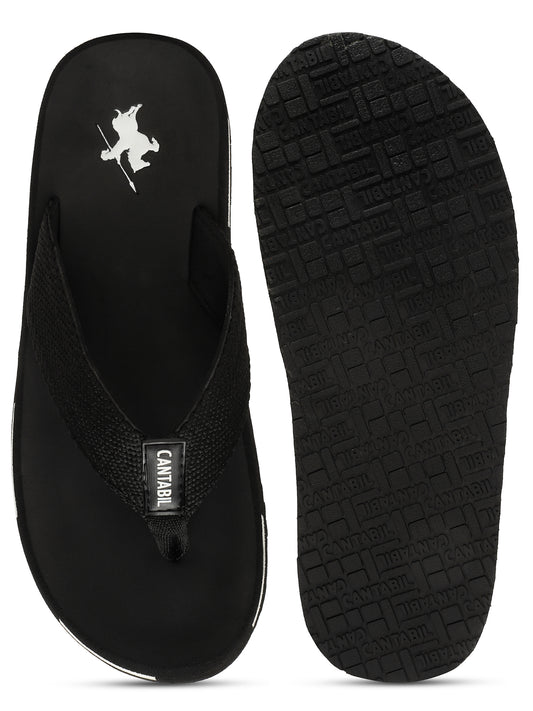 Men's Black Solid Casual Flip-Flops Slippers