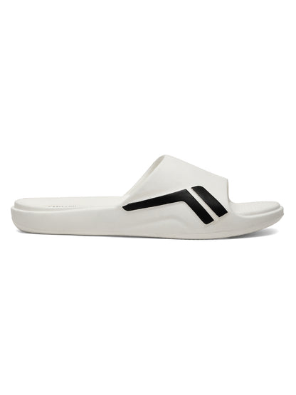 Men's White Solid Casual Slider Slippers