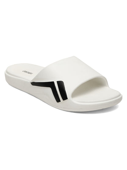 Men's White Solid Casual Slider Slippers