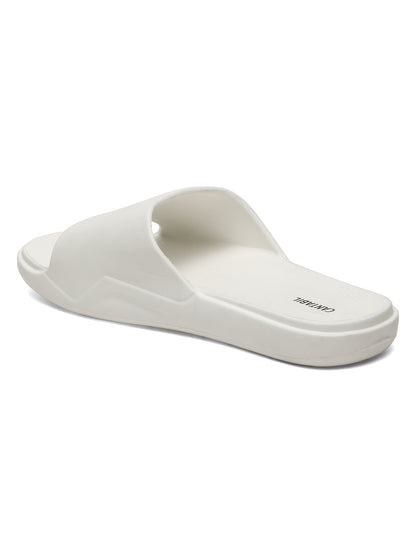 Men's White Solid Casual Slider Slippers