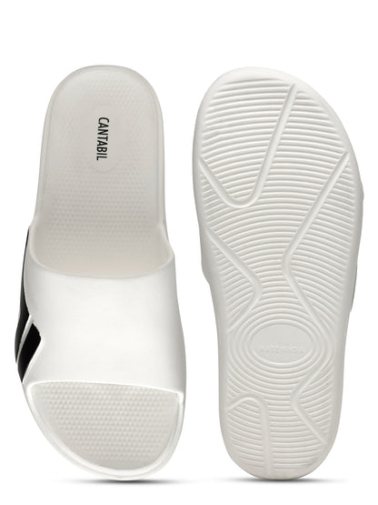 Men's White Solid Casual Slider Slippers