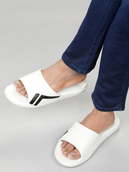 Men's White Solid Casual Slider Slippers