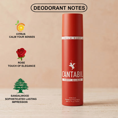 Unisex Fiery Glaze - Orange Deodrant - Pack of 3 ( 150 ml each )